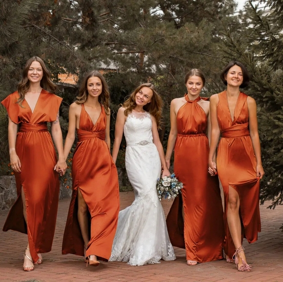Identity Lingerie Burnt Orange Bridesmaid Infinity Dress - Size XL/XXL, NWT - Picture 4 of 15